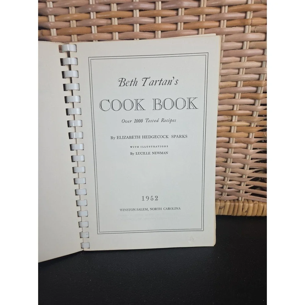 Beth Tartan's Cook Book First Edition 1952 Winston-Salem, North Carolina
